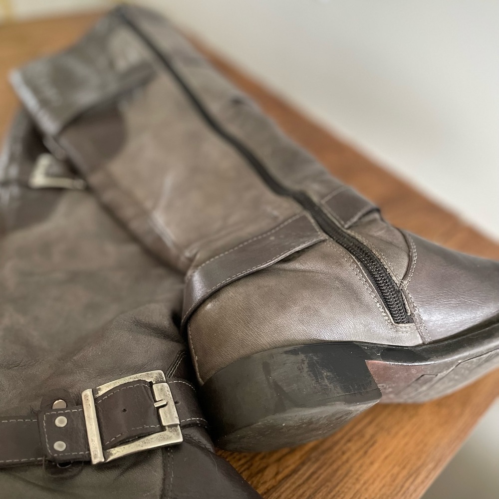 Italian grey leather boots - Picture 4 of 4
